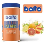 دستمال مرطوب سگ و گربه بالتو پت با رایحه مرکبات 55 عددی | Balto Pet Citrus Wet Wipes